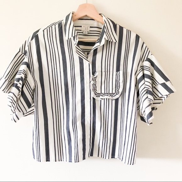 a new day Tops - A.NEW.DAY striped ruffle sleeve blouse 438